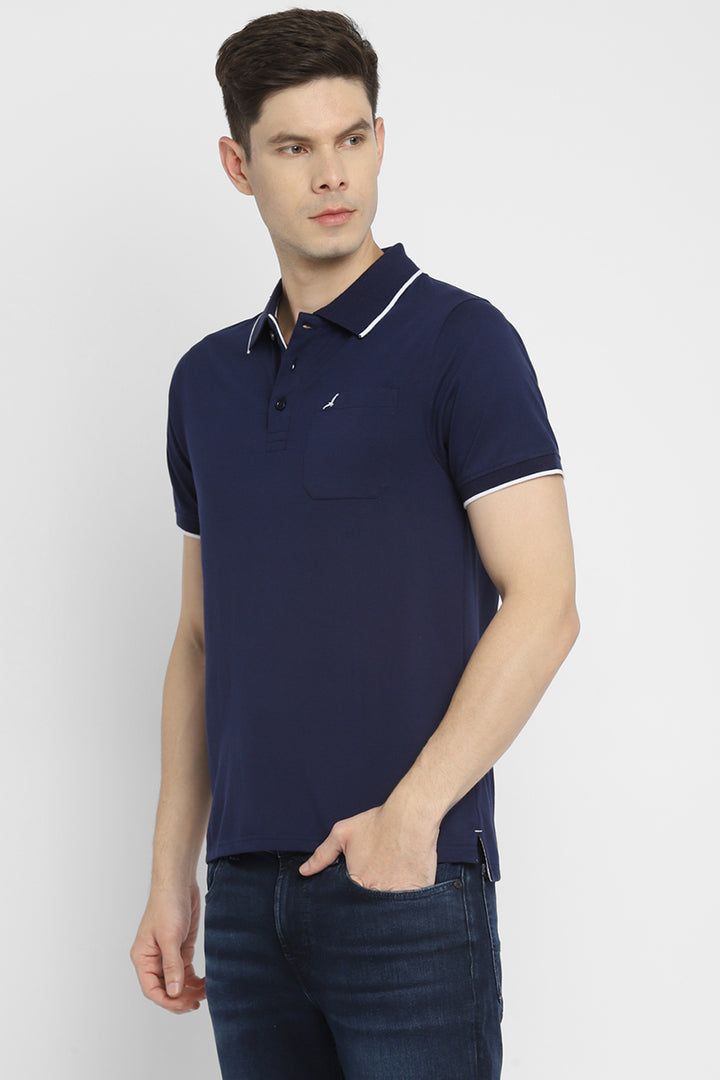 Polo Collar Half Sleeves T-Shirt for Men - Navy Blue