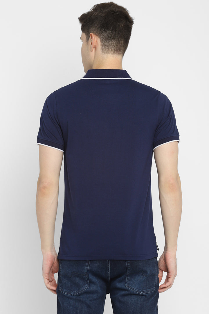 Polo Collar Half Sleeves T-Shirt for Men - Navy Blue