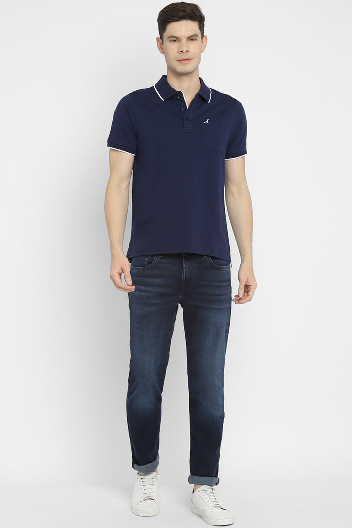 Polo Collar Half Sleeves T-Shirt for Men - Navy Blue
