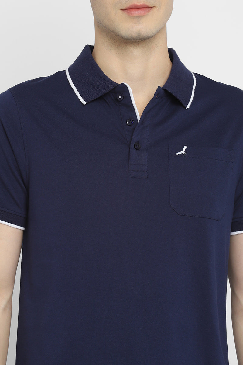 Polo Collar Half Sleeves T-Shirt for Men - Navy Blue