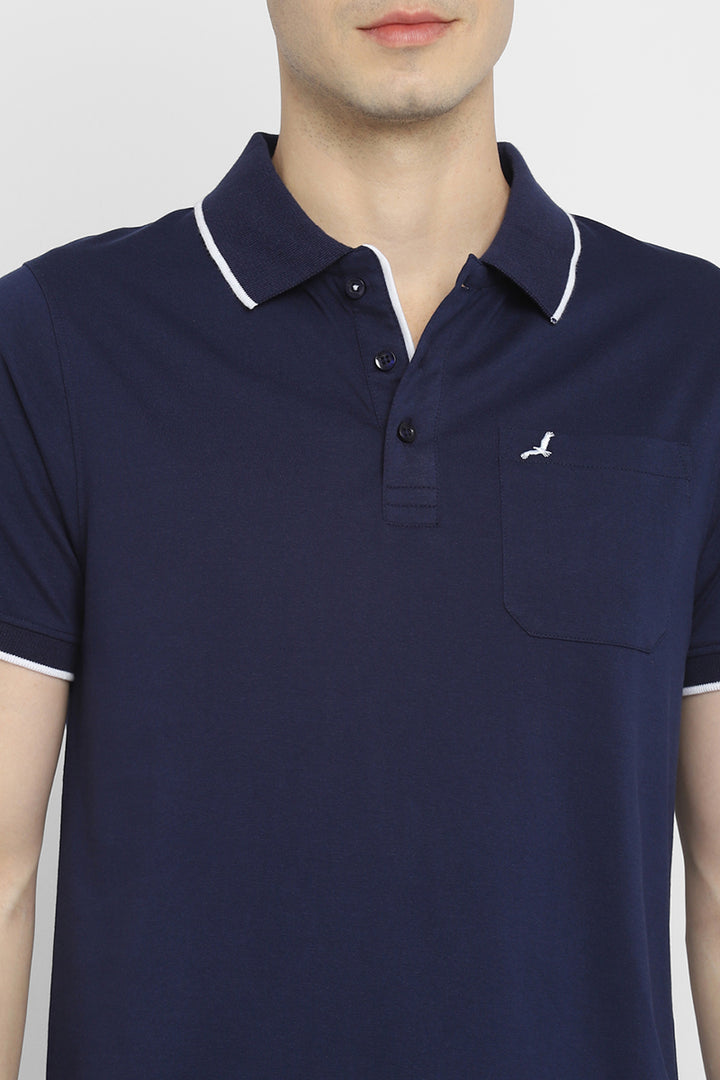 Polo Collar Half Sleeves T-Shirt for Men - Navy Blue
