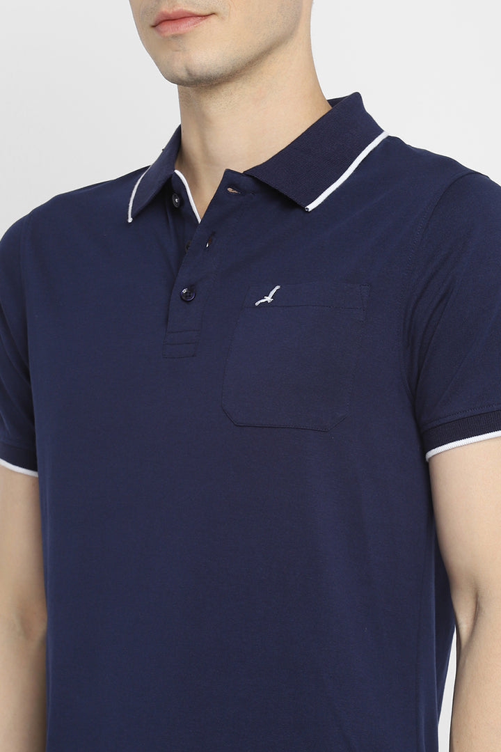 Polo Collar Half Sleeves T-Shirt for Men - Navy Blue