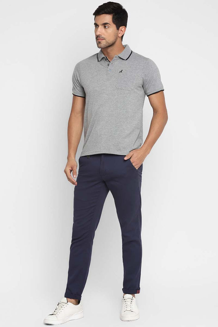 Polo Collar Half Sleeves T-Shirt for Men - Grey Melange