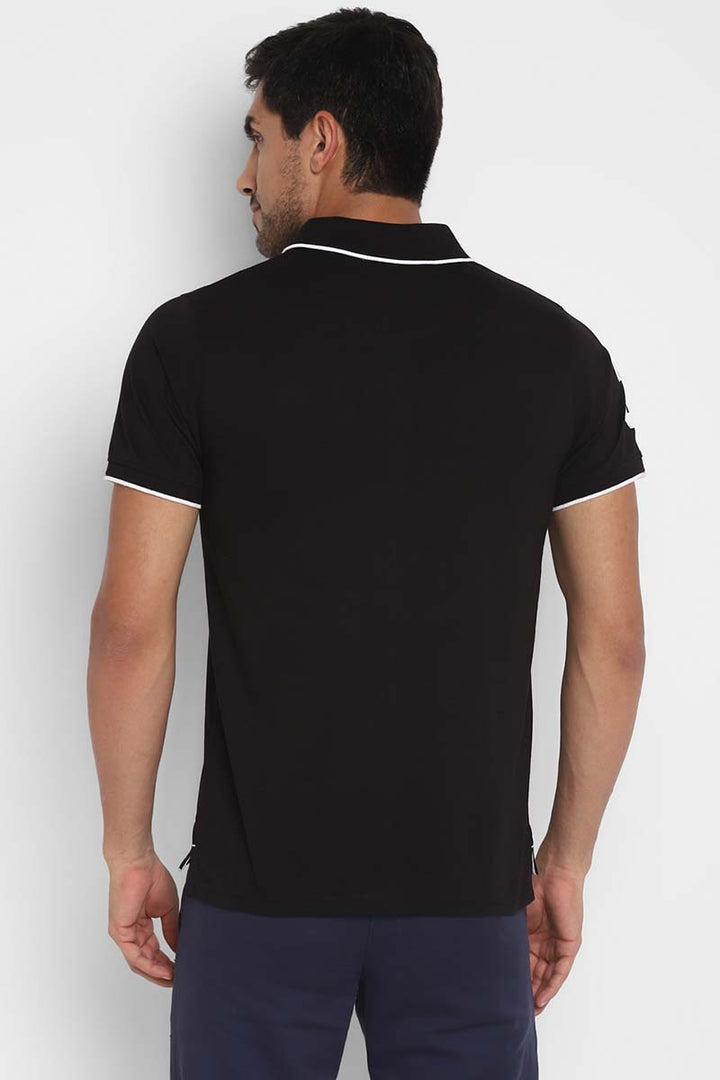 Polo Collar Half Sleeves T-Shirt for Men - Black