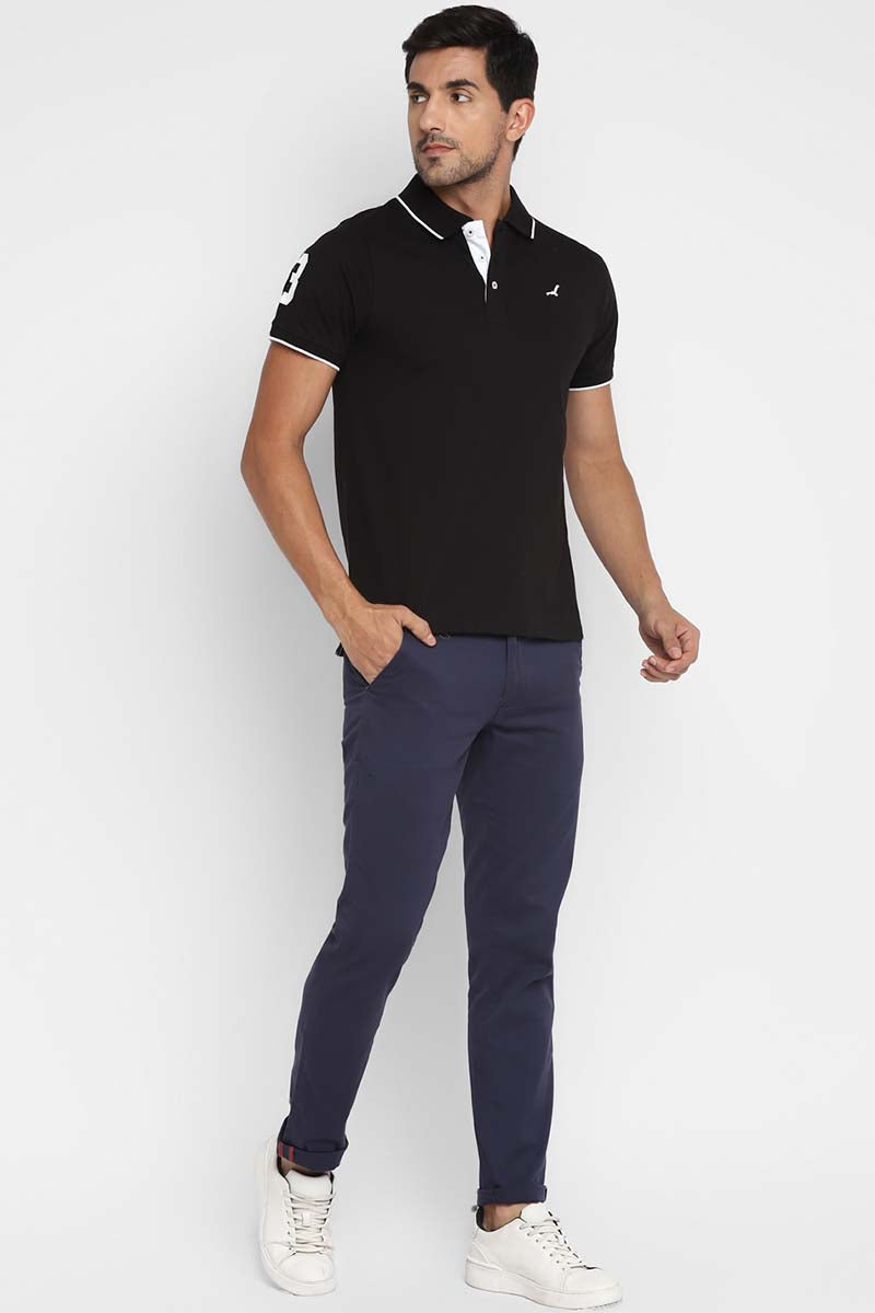 Polo Collar Half Sleeves T-Shirt for Men - Black