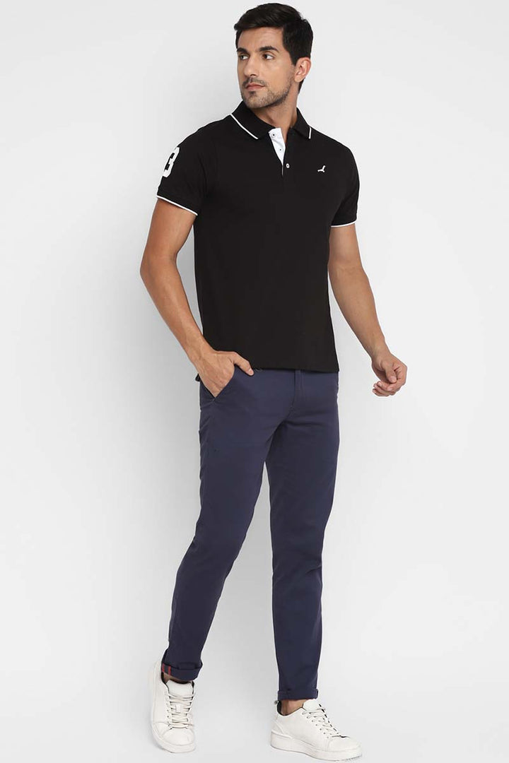 Polo Collar Half Sleeves T-Shirt for Men - Black