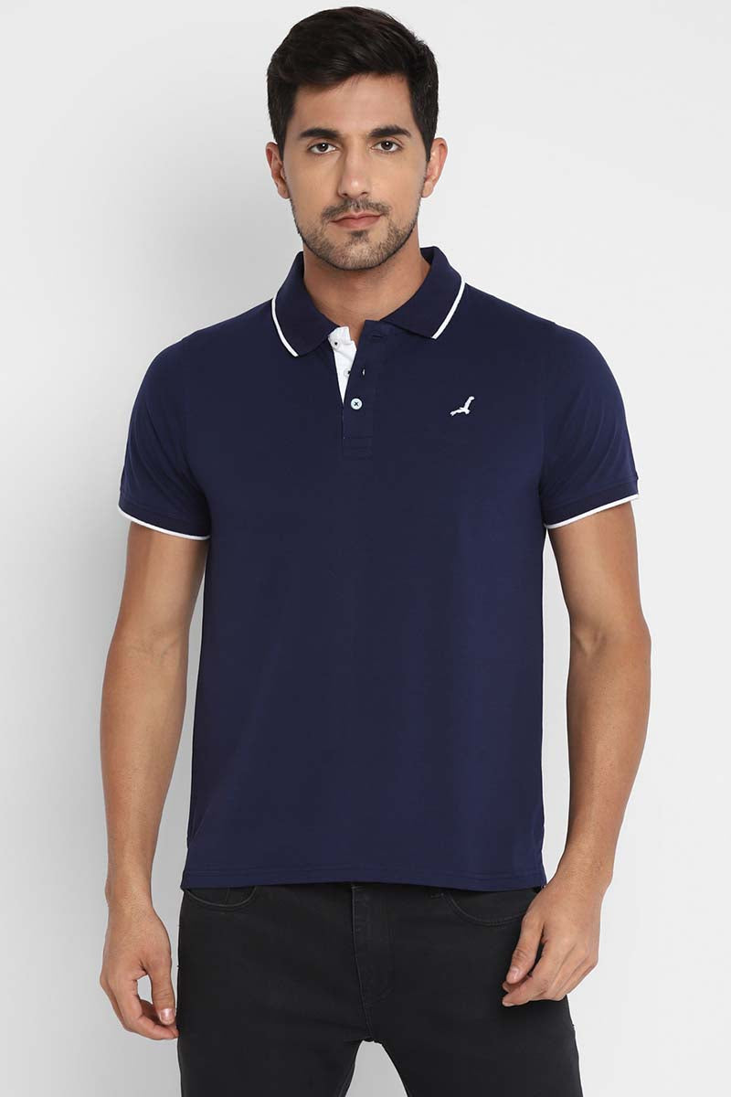 Polo Collar Half Sleeves T-Shirt for Men - Navy Blue