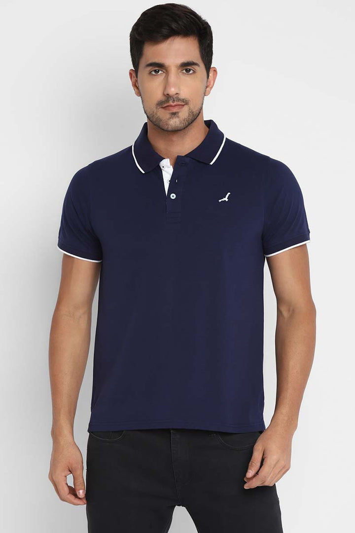 Polo Collar Half Sleeves T-Shirt for Men - Navy Blue