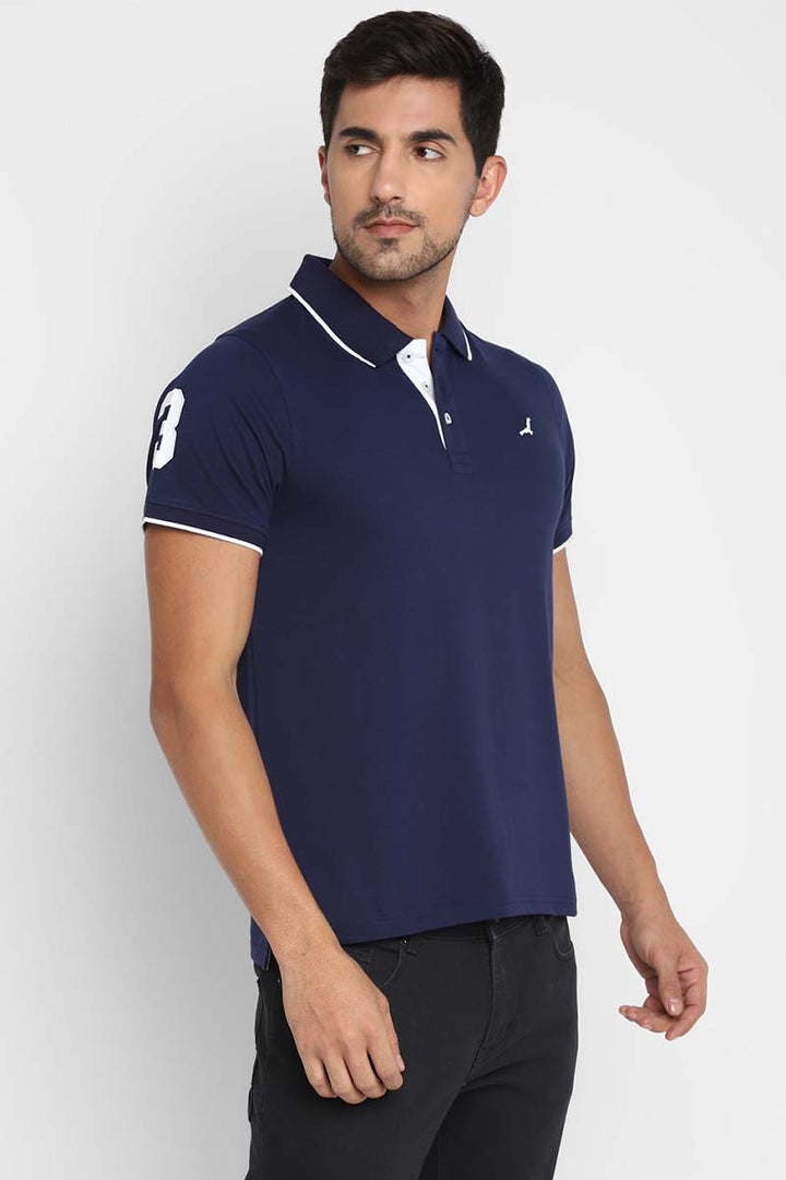 Polo Collar Half Sleeves T-Shirt for Men - Navy Blue