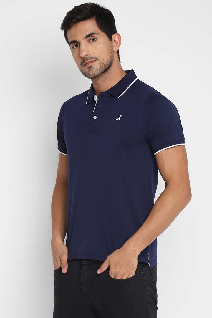 Polo Collar Half Sleeves T-Shirt for Men - Navy Blue