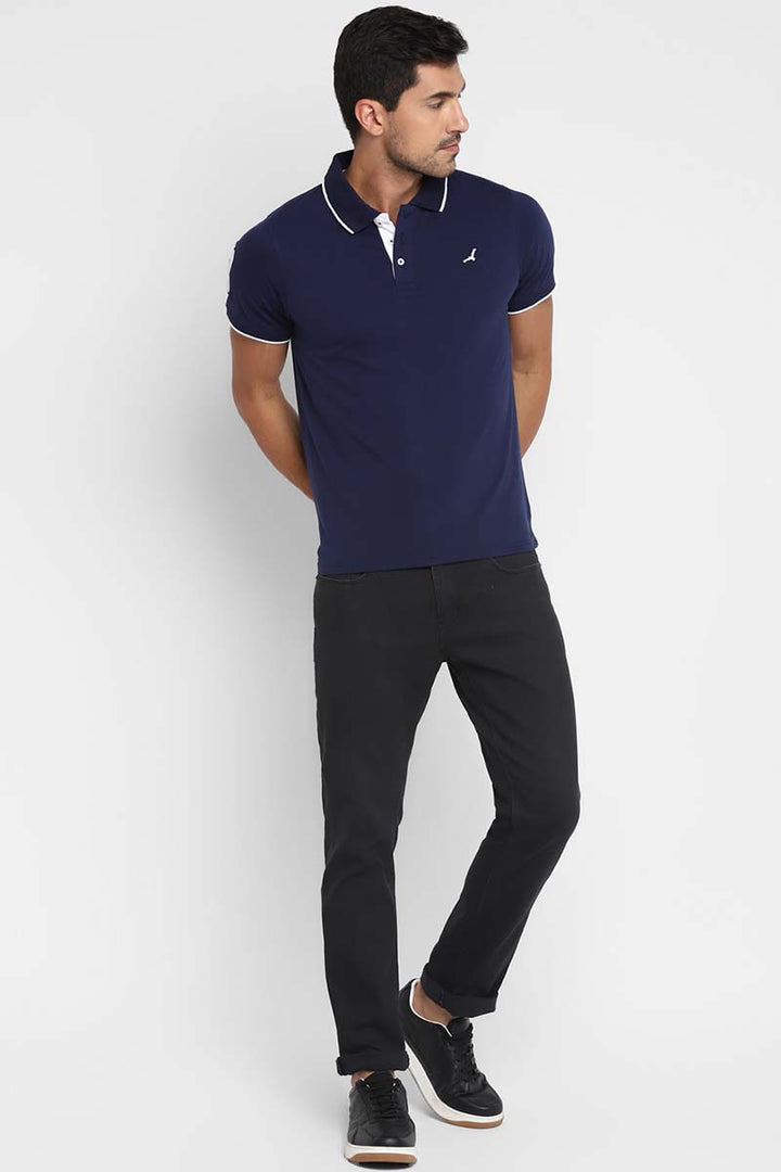 Polo Collar Half Sleeves T-Shirt for Men - Navy Blue