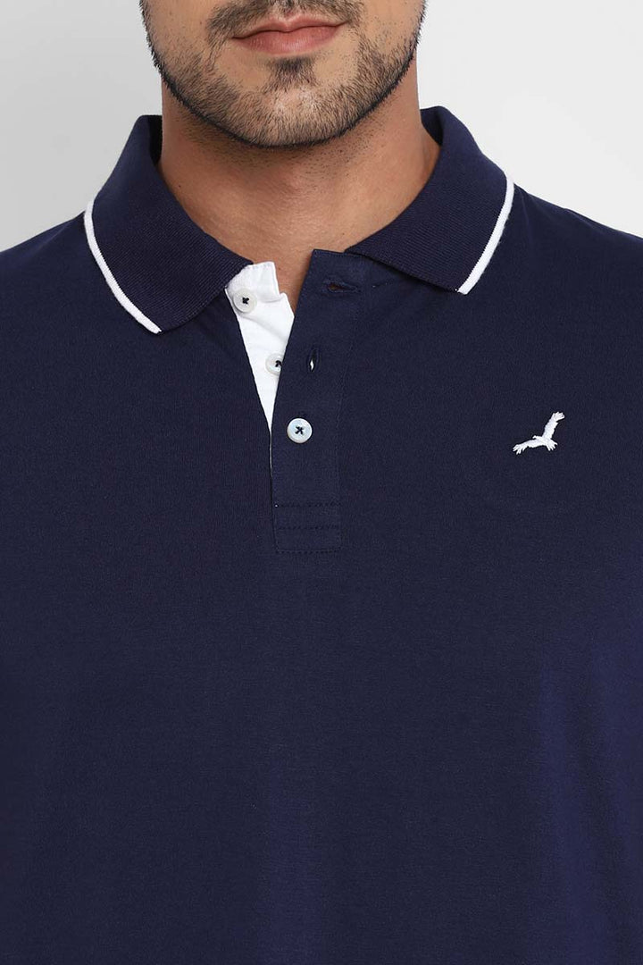 Polo Collar Half Sleeves T-Shirt for Men - Navy Blue