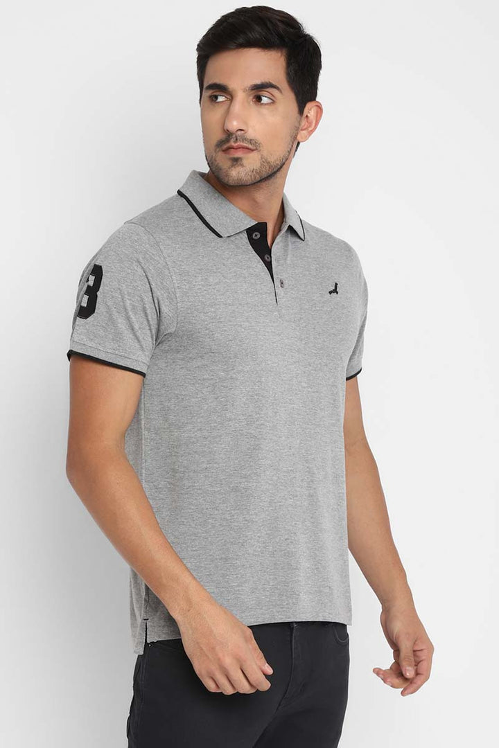 Polo Collar Half Sleeves T-Shirt for Men - Grey Melange