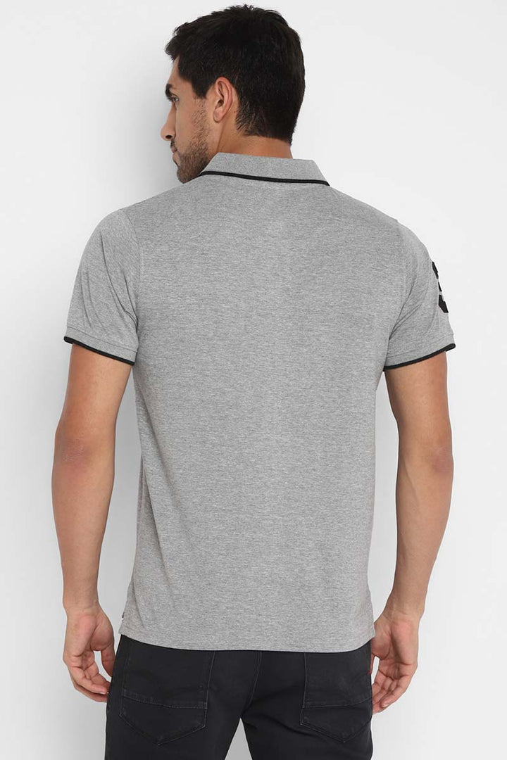 Polo Collar Half Sleeves T-Shirt for Men - Grey Melange