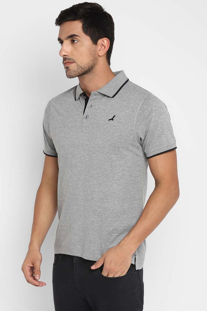 Polo Collar Half Sleeves T-Shirt for Men - Grey Melange