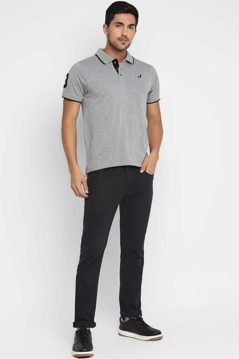 Polo Collar Half Sleeves T-Shirt for Men - Grey Melange