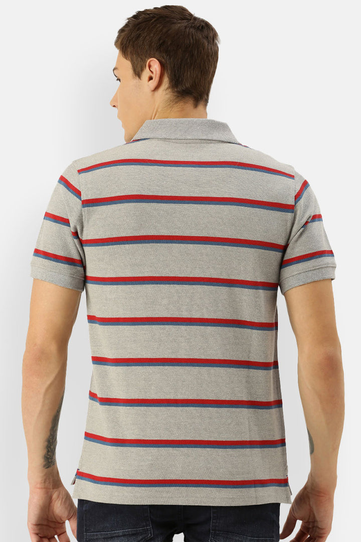 Men's Yarn Dyed Striped Polo Collar T-Shirt - AC702