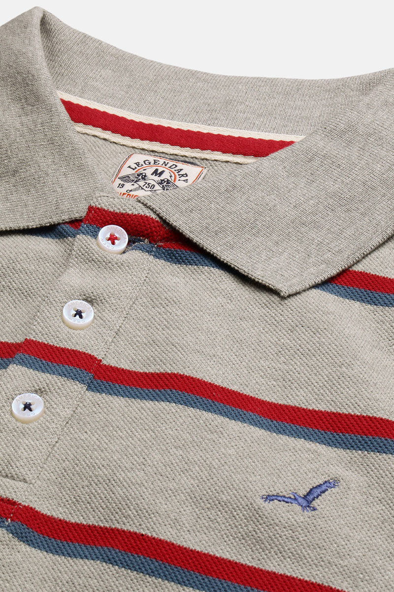 Men's Yarn Dyed Striped Polo Collar T-Shirt - AC702
