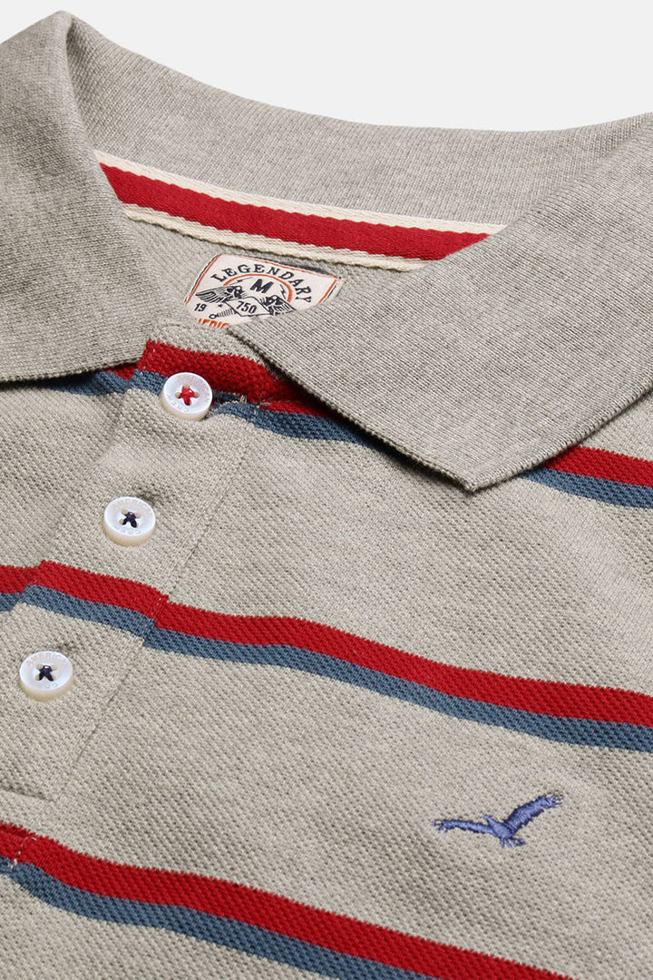 Men's Yarn Dyed Striped Polo Collar T-Shirt - AC702