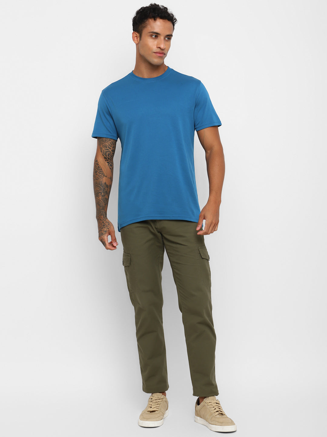 Supima Cotton Round Neck T-Shirt for Men - Sea Blue