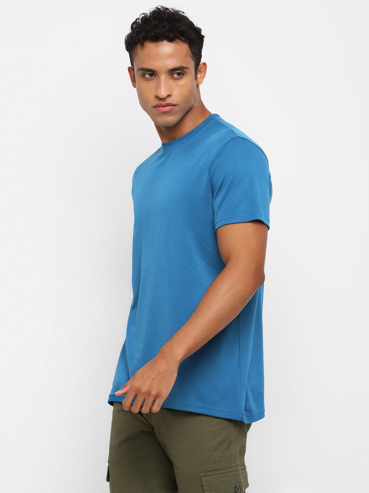 Supima Cotton Round Neck T-Shirt for Men - Sea Blue