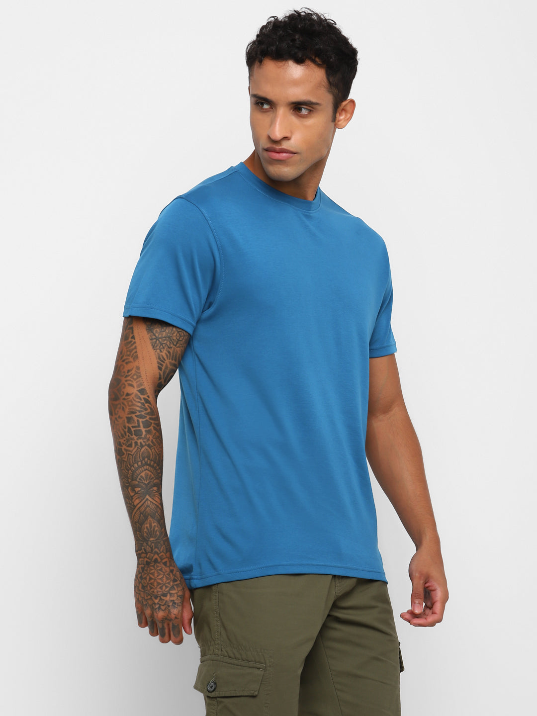 Supima Cotton Round Neck T-Shirt for Men - Sea Blue