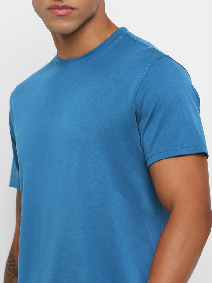 Supima Cotton Round Neck T-Shirt for Men - Sea Blue