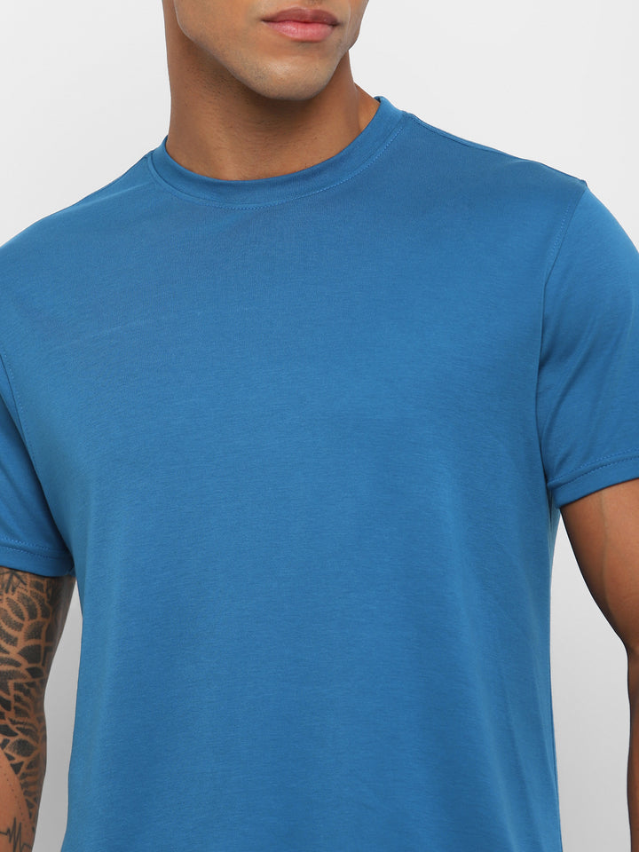 Supima Cotton Round Neck T-Shirt for Men - Sea Blue