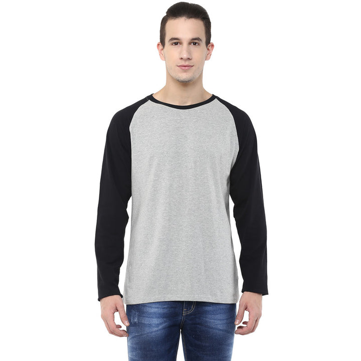 Men's Men's Cotton T-Shirt - Grey Melange & Black