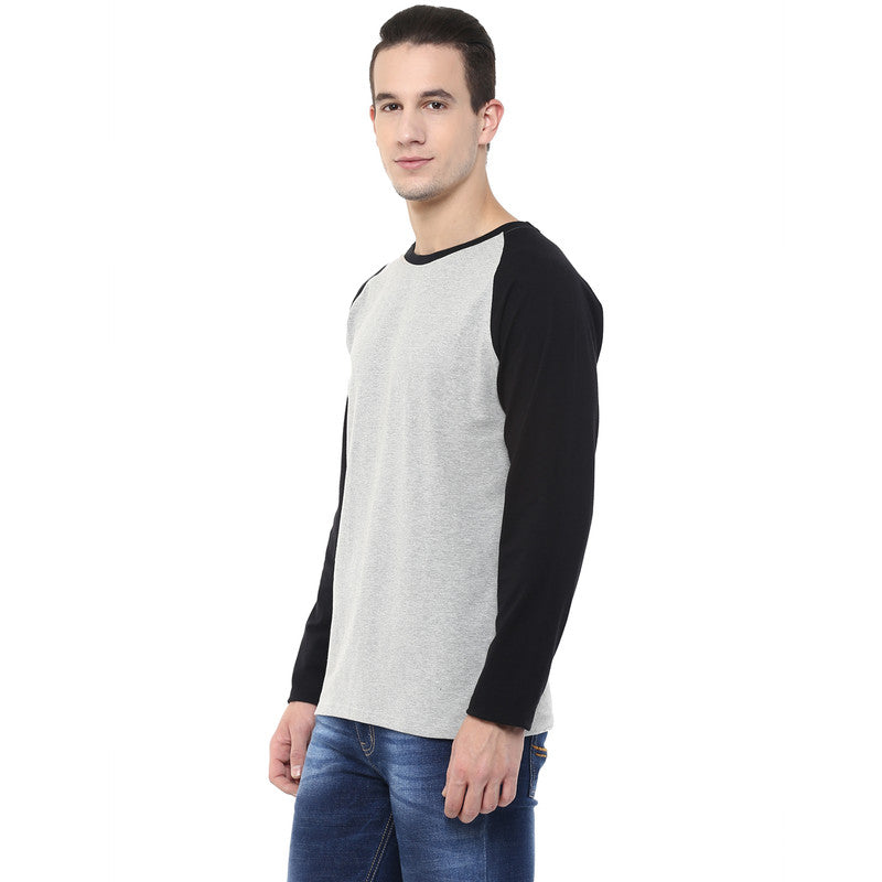 Men's Men's Cotton T-Shirt - Grey Melange & Black