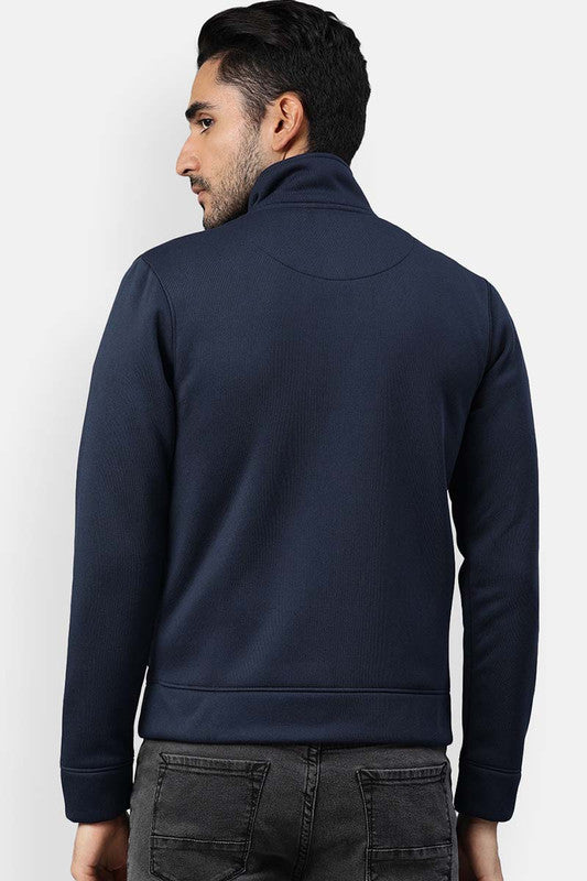 Men's Full Sleeves Zipper Jacket - Navy Blue