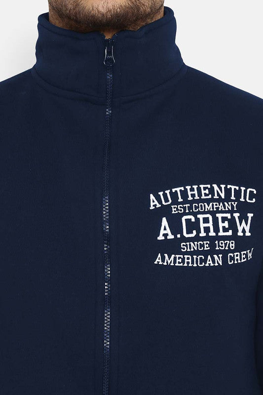 Men's Full Sleeves Zipper Jacket - Navy Blue