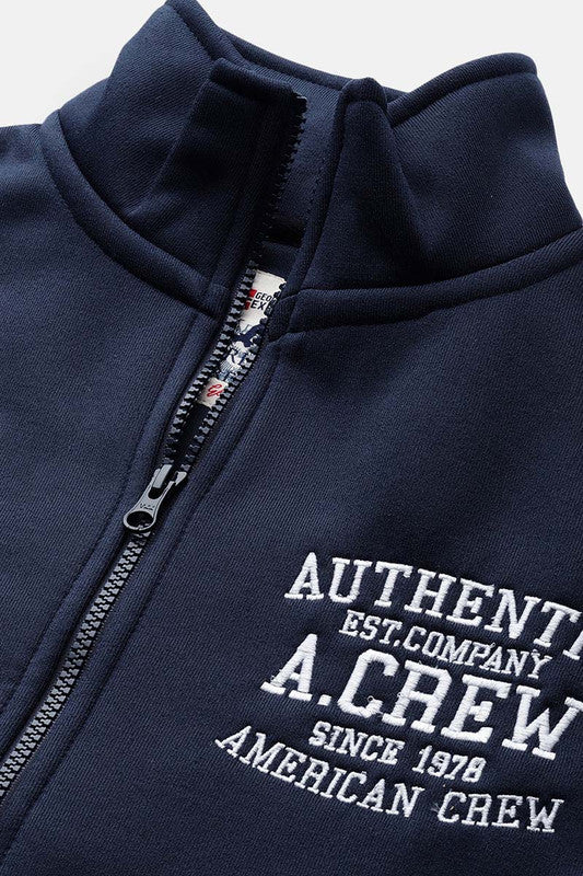 Men's Full Sleeves Zipper Jacket - Navy Blue