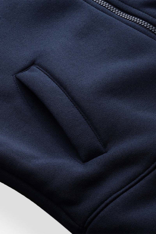 Men's Full Sleeves Zipper Jacket - Navy Blue