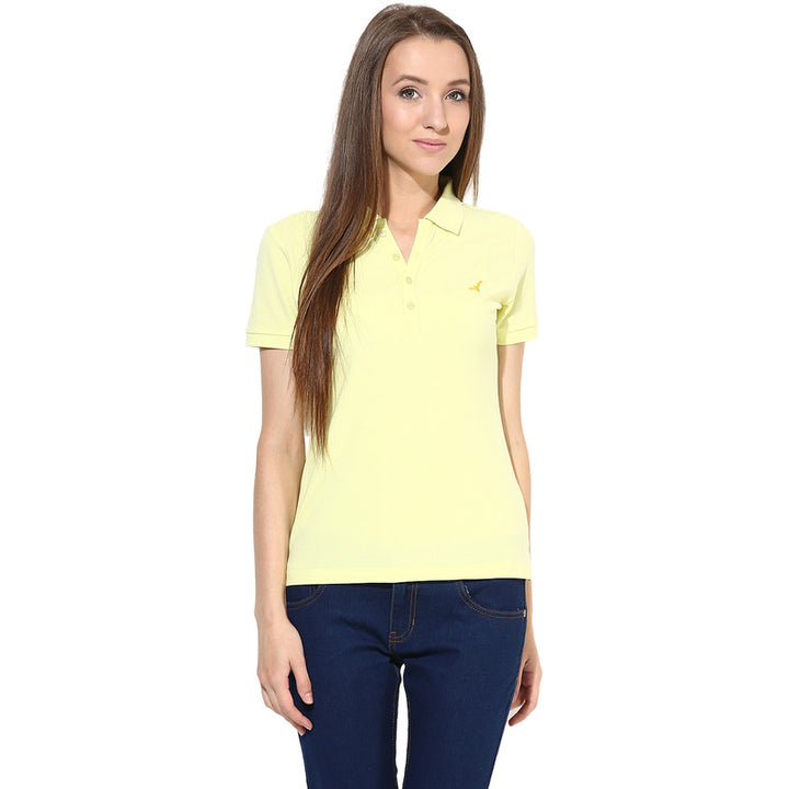 Womens Polo Collar T-Shirt - Yellow (No Exchange No Return)