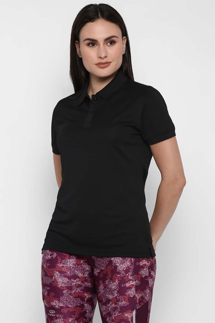Polo Sports T-Shirt For Women with Moisture Wicking - Black