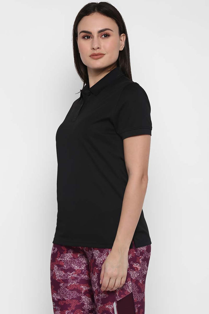Polo Sports T-Shirt For Women with Moisture Wicking - Black