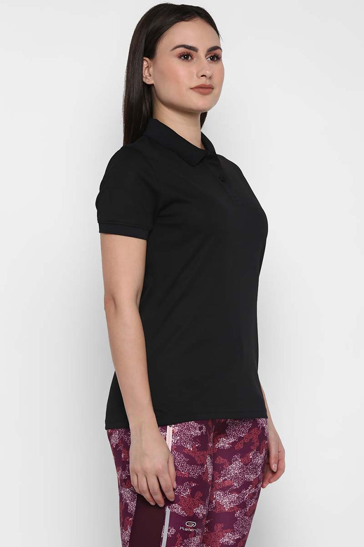 Polo Sports T-Shirt For Women with Moisture Wicking - Black