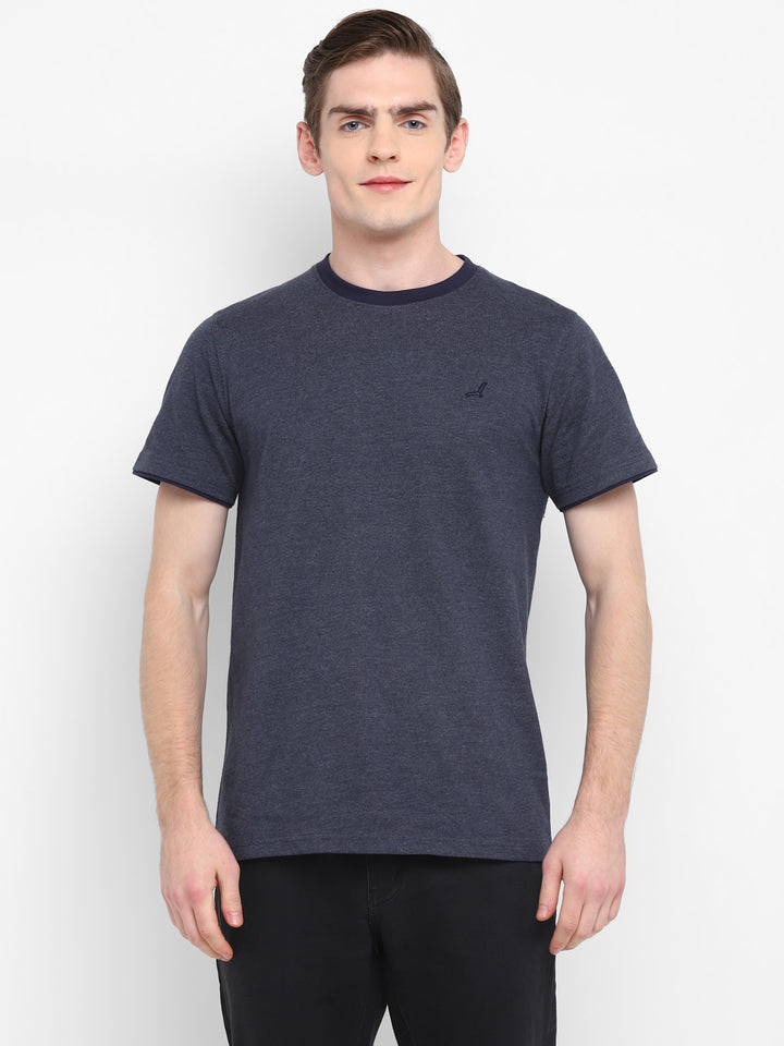 Round Neck T-Shirt For Men - Navy Melange (No Exchange No Refund)