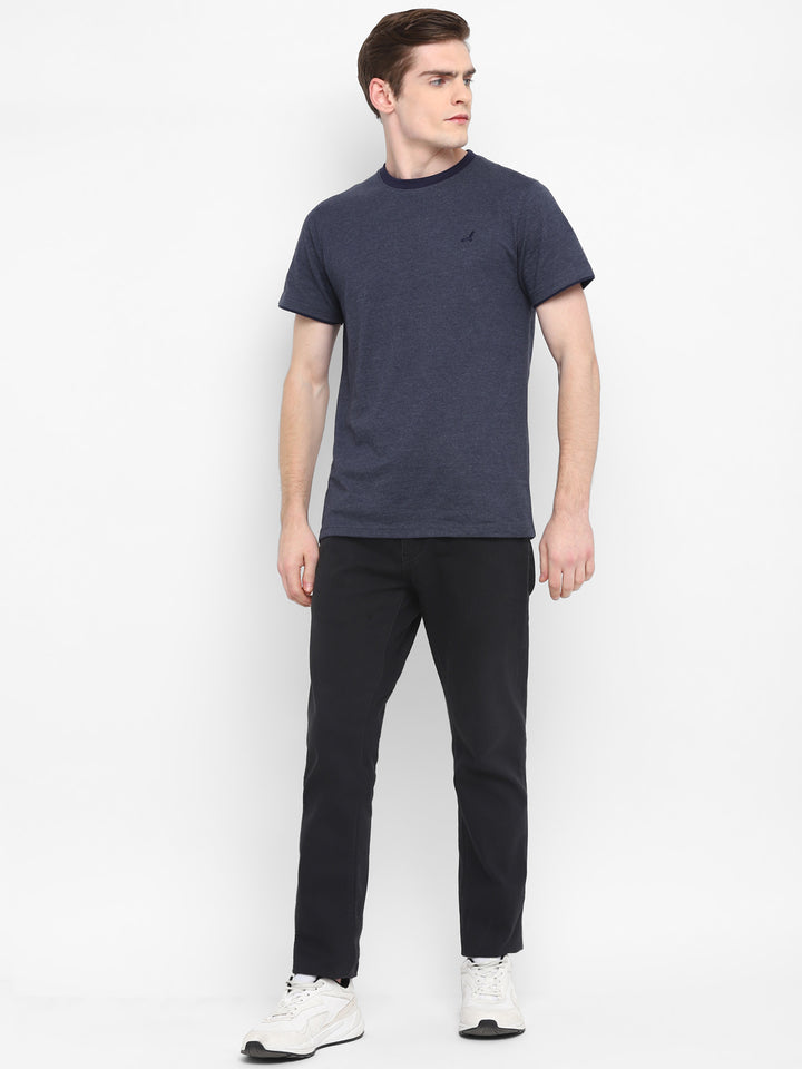 Round Neck T-Shirt For Men - Navy Melange (No Exchange No Refund)