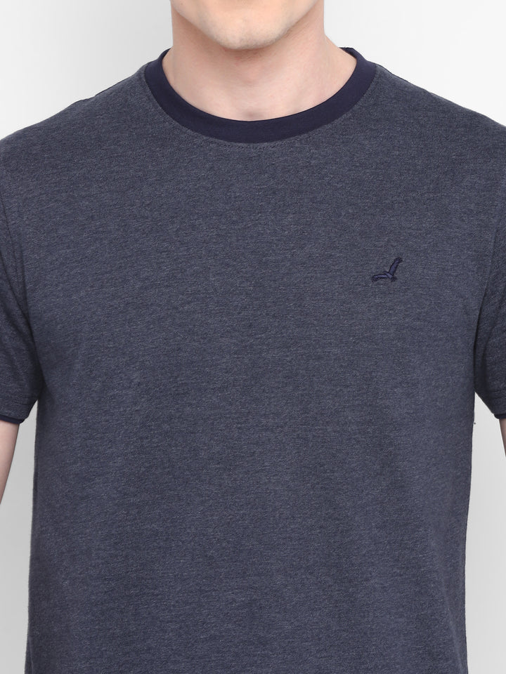 Round Neck T-Shirt For Men - Navy Melange (No Exchange No Refund)
