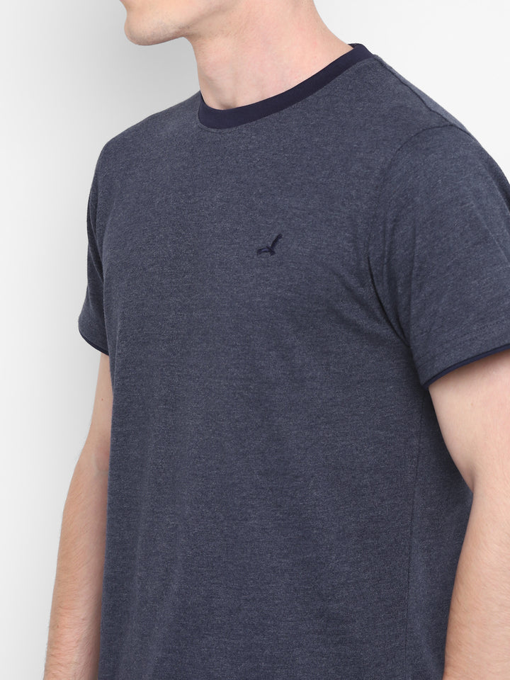 Round Neck T-Shirt For Men - Navy Melange (No Exchange No Refund)