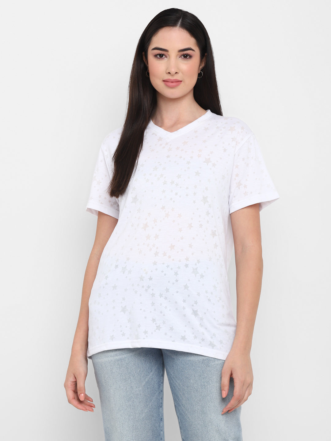 Women's V-Neck T-Shirt Boyfriend Fit - Off White