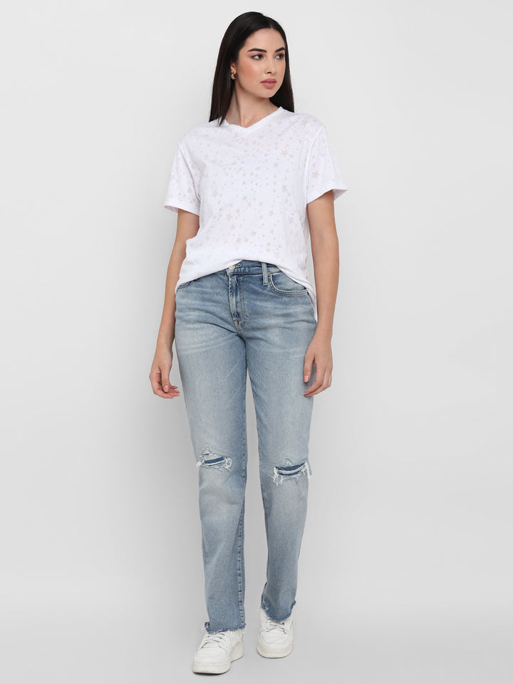 Women's V-Neck T-Shirt Boyfriend Fit - Off White