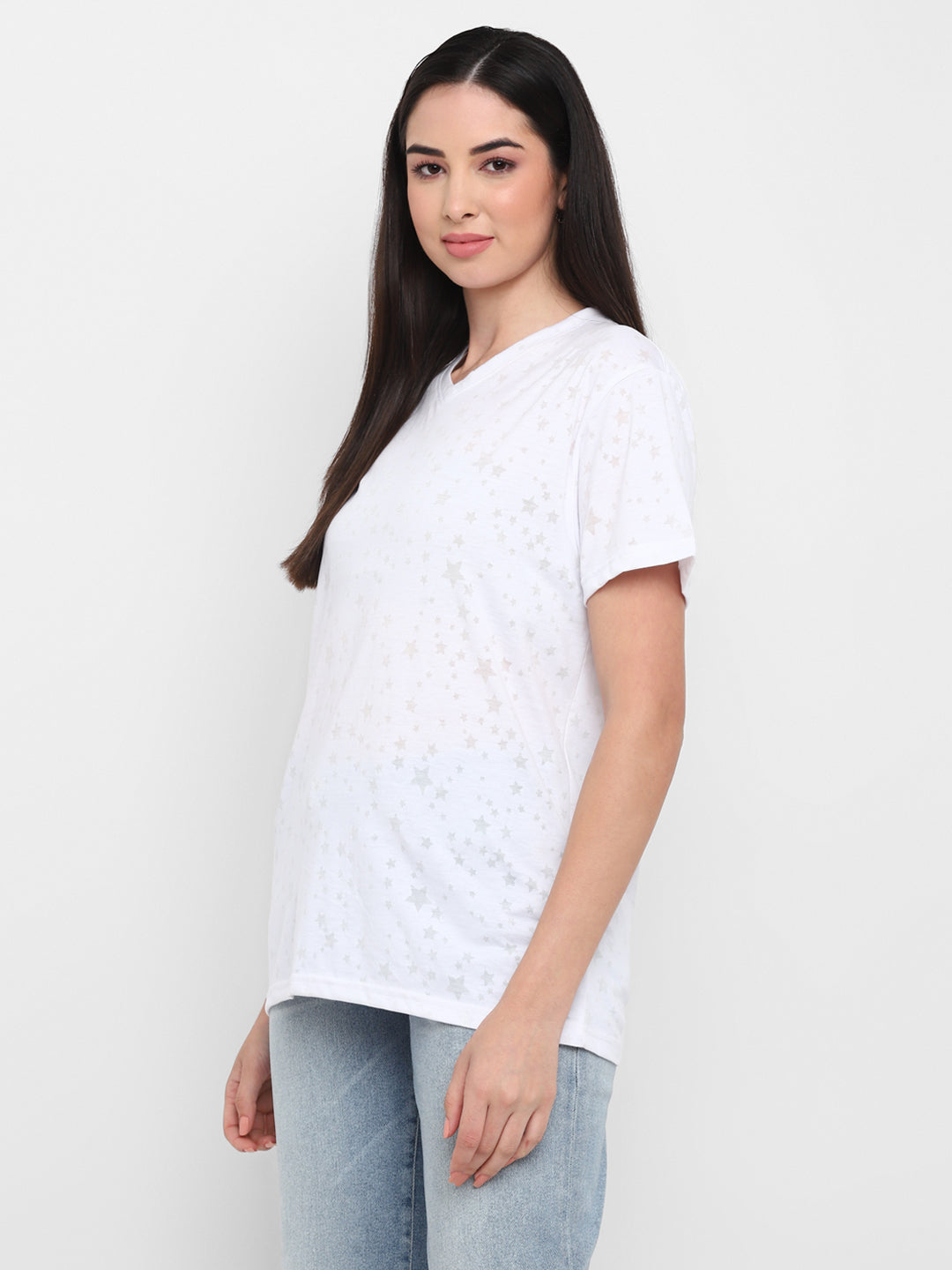 Women's V-Neck T-Shirt Boyfriend Fit - Off White