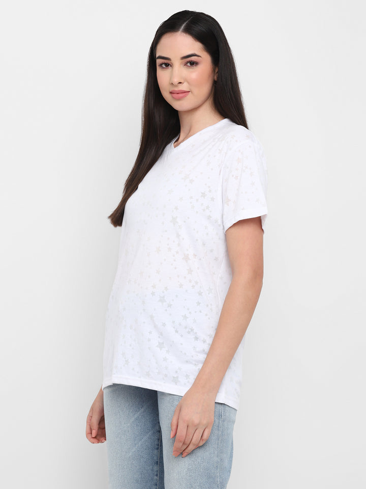 Women's V-Neck T-Shirt Boyfriend Fit - Off White