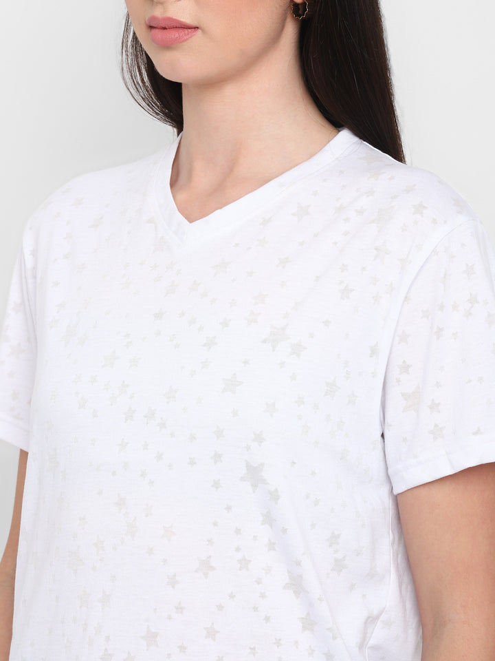 Women's V-Neck T-Shirt Boyfriend Fit - Off White