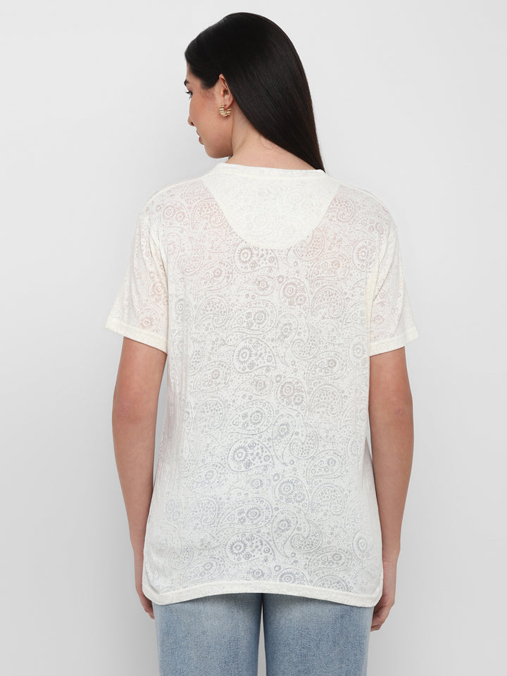 Women's V-Neck T-Shirt Boyfriend Fit - Off White