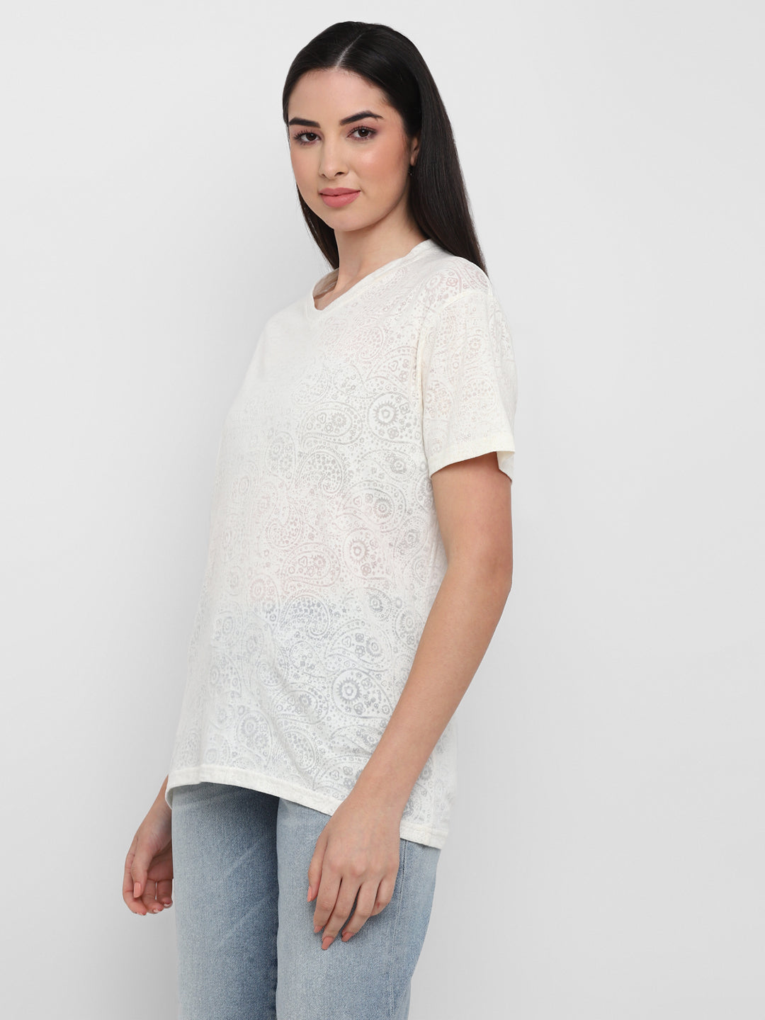 Women's V-Neck T-Shirt Boyfriend Fit - Off White
