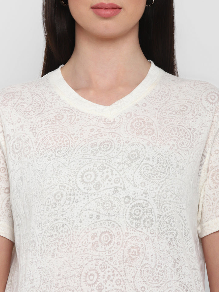 Women's V-Neck T-Shirt Boyfriend Fit - Off White
